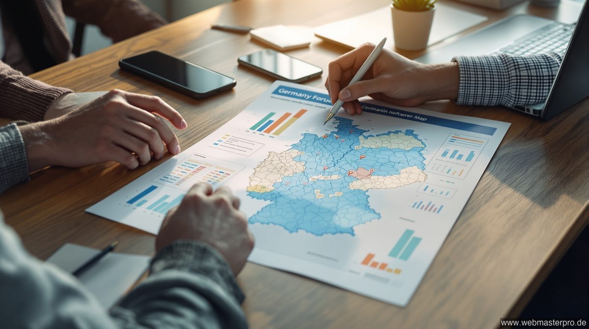 Netzabdeckungskarten der deutschen Mobilfunkanbieter im Vergleich auf einem Schreibtisch