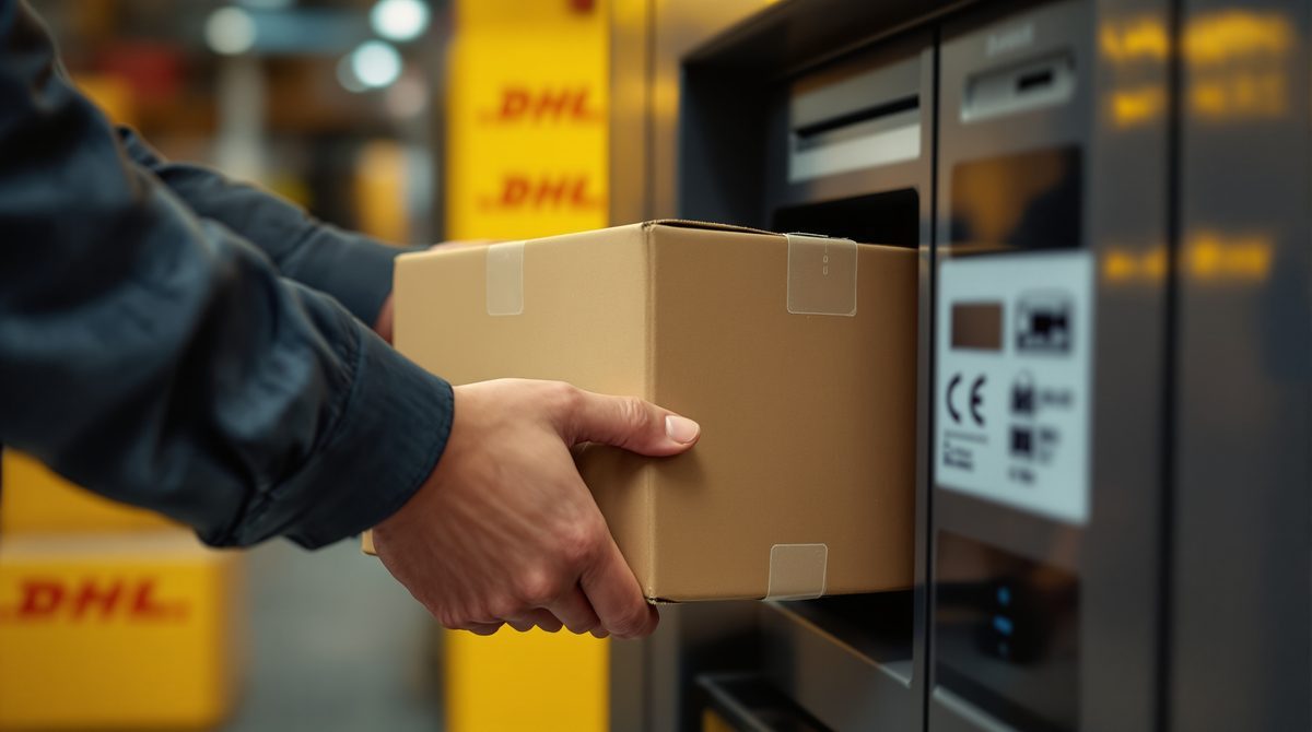 DHL ISE Return Infinite – Paket wird an Packstation für Retoure eingeworfen