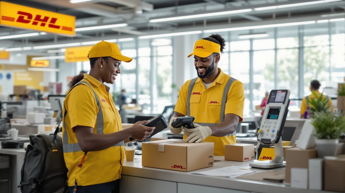DHL ISE Return Infinite – Mitarbeiter scannt Rücksendung in DHL-Filiale