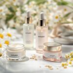 Minimalistische Hautpflegeprodukte der Brand onmyskin auf Marmor-Untergrund