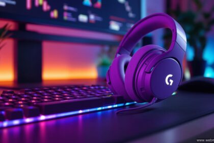 Logitech G733 kabelloses Gaming Headset auf einem Gaming-Schreibtisch mit RGB-Beleuchtung