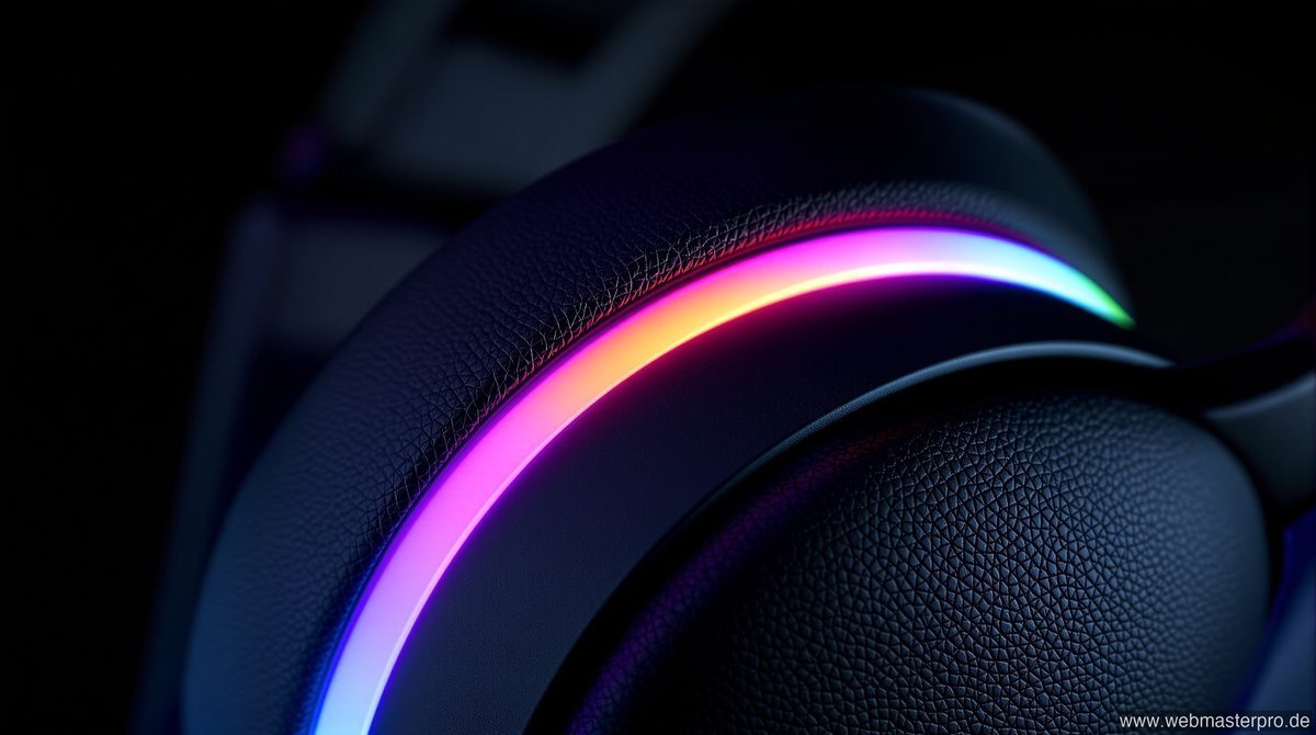 Logitech G733 Detailansicht Ohrmuschel und Kopfband mit RGB-Streifen