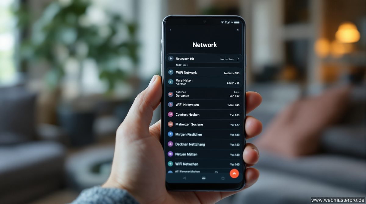 Smartphone zeigt Liste mit lustigen WLAN Namen in der Netzwerkübersicht