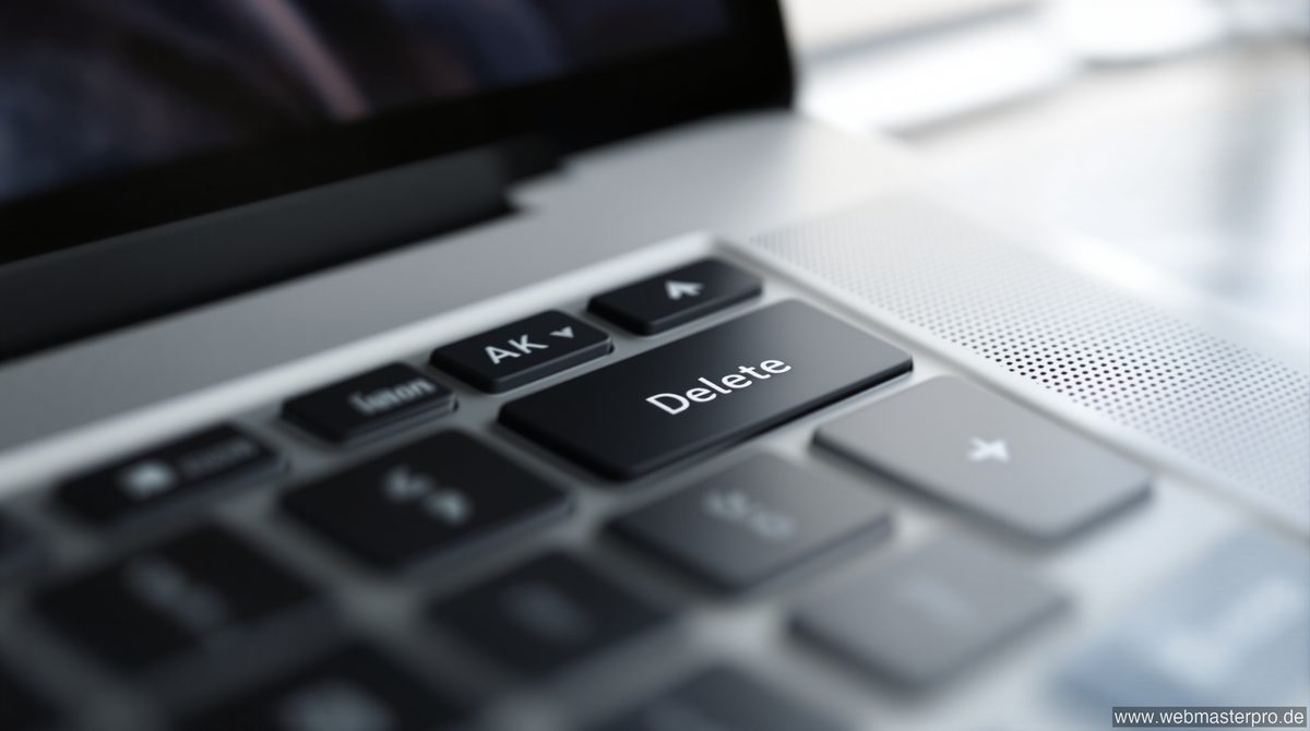 Mac Entfernen-Taste auf einem MacBook-Keyboard – Nahaufnahme