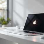 MacBook Pro 2025 auf einem modernen Schreibtisch mit natürlichem Tageslicht