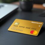 MC EUR PLUX ISSUING – Mastercard Kreditkarte auf Schreibtisch mit Kontoauszug im Hintergrund
