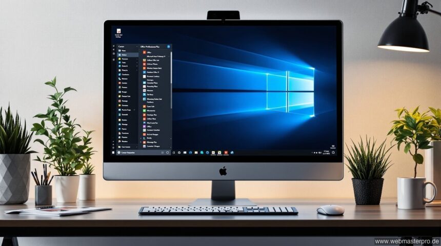 Office 2024 Professional Plus auf modernem Desktop-Computer im Büro