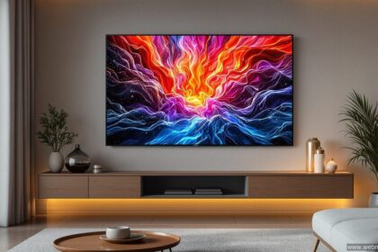 Panasonic Z95B OLED Fernseher an Wohnzimmerwand mit brillanten Farben und tiefem Schwarz