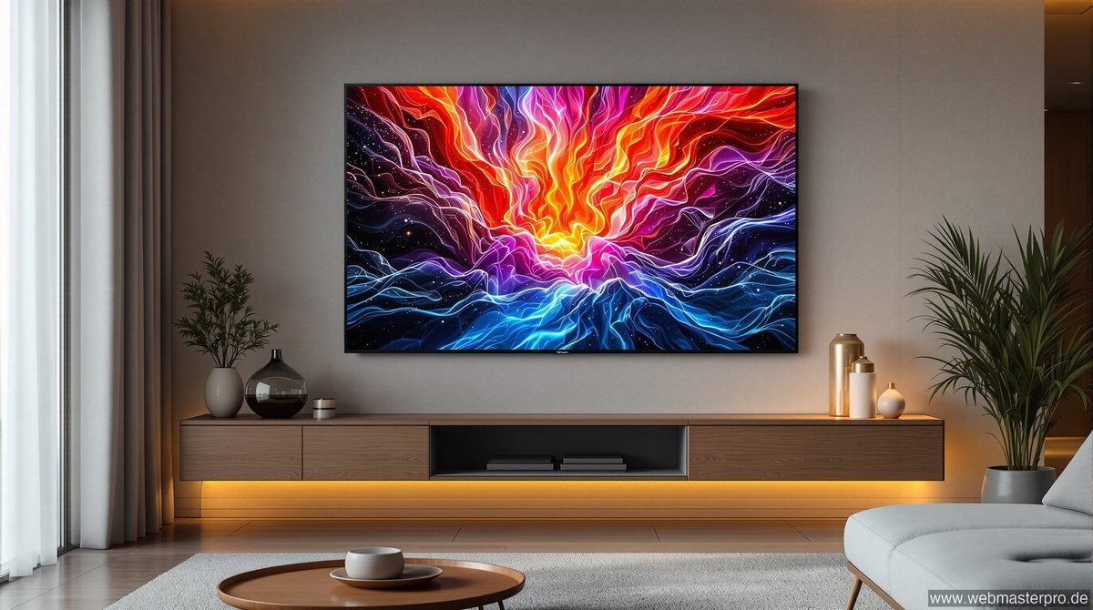 Panasonic Z95B OLED Fernseher an Wohnzimmerwand mit brillanten Farben und tiefem Schwarz