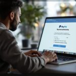 PayPal Autorisierung in Bearbeitung – Person überprüft ausstehende Zahlung am Laptop