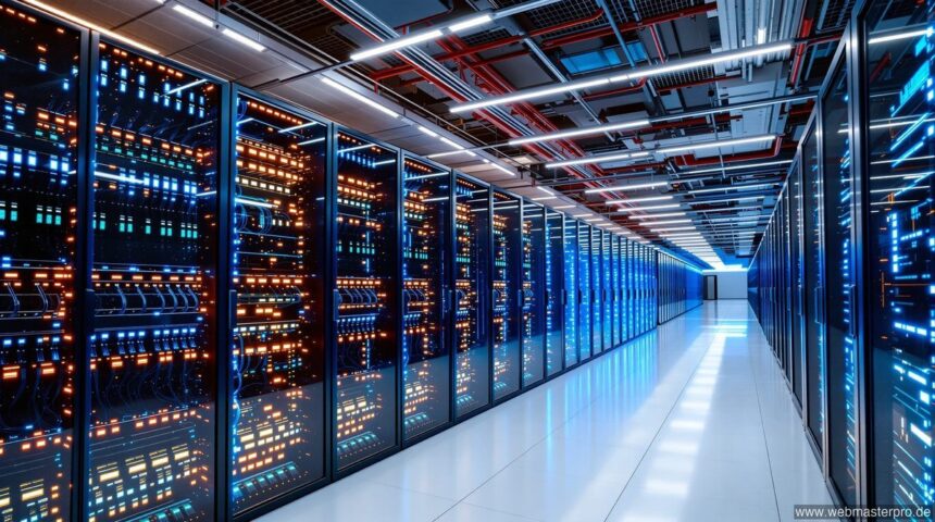 Rechenzentren Deutschland – moderne Serverräume mit beleuchteten Racks