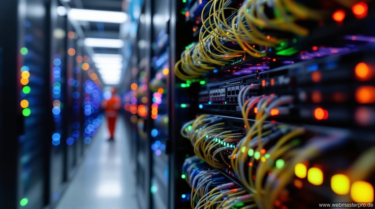 Rechenzentrum Deutschland – Techniker bei der Wartung von Serverrack-Hardware