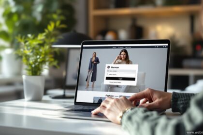 Frau meldet sich über den Sieh An Konto-Login auf dem Laptop an