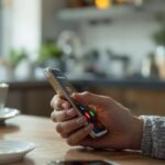 Person hält Smartphone mit unbekannter österreichischer Nummer – Spam-Anrufe aus Österreich erkennen