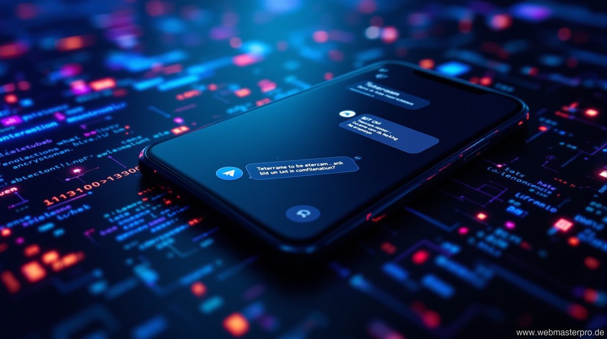 Televend Login – Telegram-Bot-Interface auf Smartphone mit verschlüsselten Datenströmen im Hintergrund