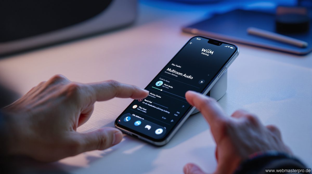 WiiM Home App auf dem Smartphone mit Multiroom-Streaming-Steuerung