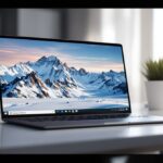 Windows Spotlight Sperrbildschirm mit atemberaubendem Landschaftsfoto auf modernem Laptop