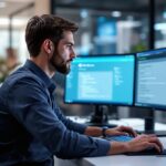 Windows Update deaktivieren – IT-Techniker an modernem Arbeitsplatz mit Windows-Einstellungen auf dem Bildschirm