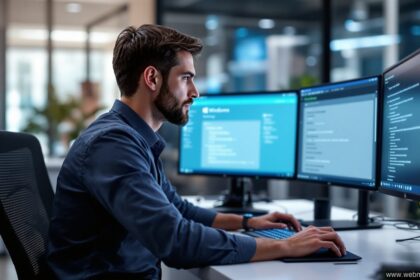 Windows Update deaktivieren – IT-Techniker an modernem Arbeitsplatz mit Windows-Einstellungen auf dem Bildschirm