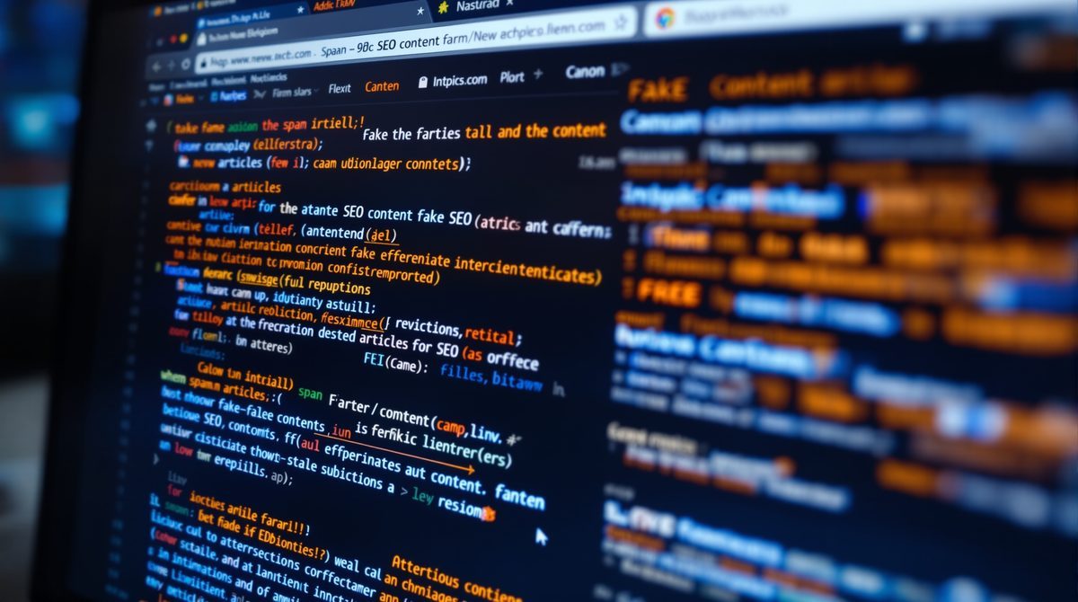 Browser-Tabs mit zahlreichen verdächtigen Spam-Webseiten und identischen SEO-Texten