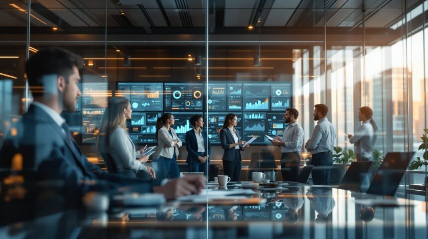 Digitales Team bespricht KI und Cloud Trends für Unternehmen 2026 in modernem Glasofficebüro