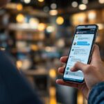 Chatbot-Interface auf einem Smartphone im Einzelhandel – KI-Assistent berät Kunden in Echtzeit