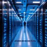Serverraum mit blauem Licht als Symbol für digitale Trends 2027