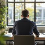 Person arbeitet am Laptop im hellen Büro an SEO- und GEO-Strategie